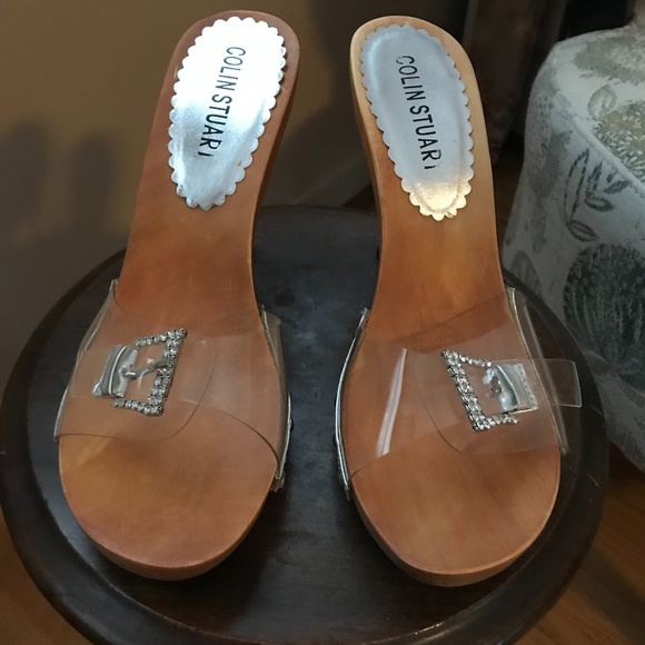 Clear Sandal Heels with crystal buckle - size 8.5 - Picture 2 of 12